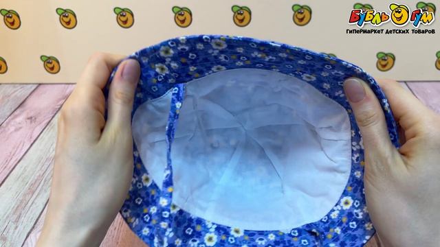 Панама Lanson Kids хлопковая с цветочным принтом и шнурком завязкой синяя - видео