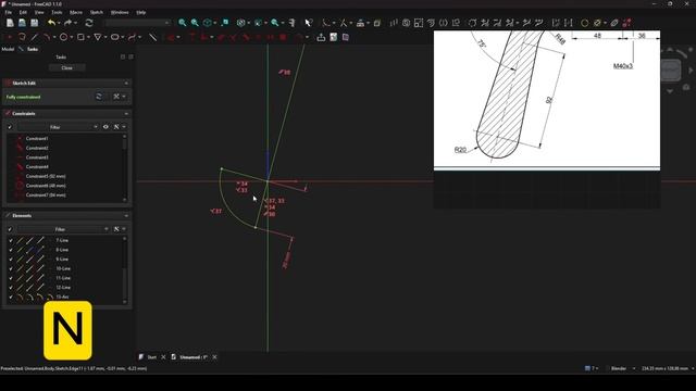 FreeCAD 1.1 Для начинающих _ Создание более эффективной модели с меньшим количеством эскизов