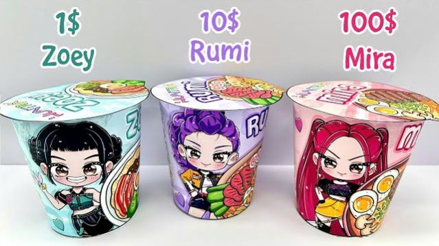 🍝 PAPER DIY 🍝 РАСПАКОВКА RAMEN BLIND BAGS — K-POP ДЕМОН-ОХОТНИКИ RUMI, MIRA, ZOEY | ASMR #BLINDBAG