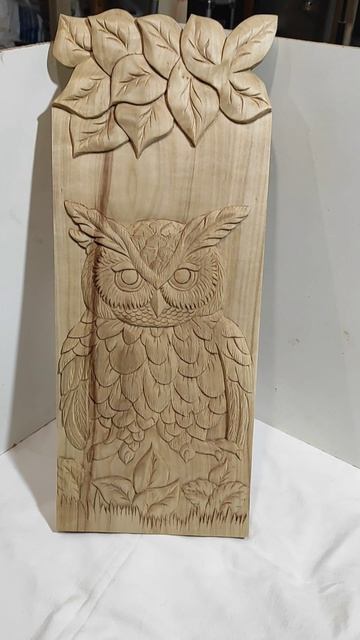 Резное пано сова, ручная работа