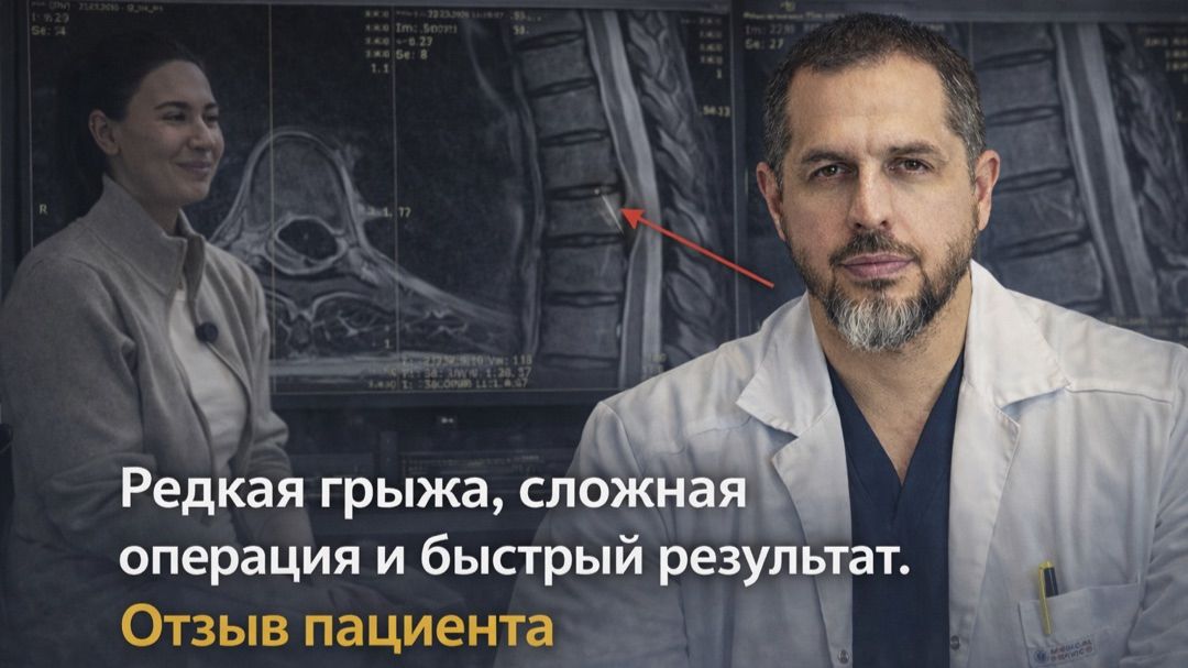 Эндоскопическое удаление оссифицированной грыжи диска грудного отдела Th7-Th8