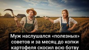 Истории из жизни \ Муж наслушался «полезных» советов и за месяц до копки картофеля скосил ботву