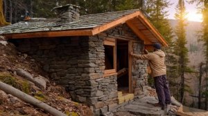 Я построил дом в лесу из камня и дерева за 30 дней.