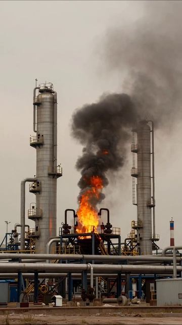 Пожар на нефтеперерабатывающем заводе #нефтепереработка #пожар #промышленность