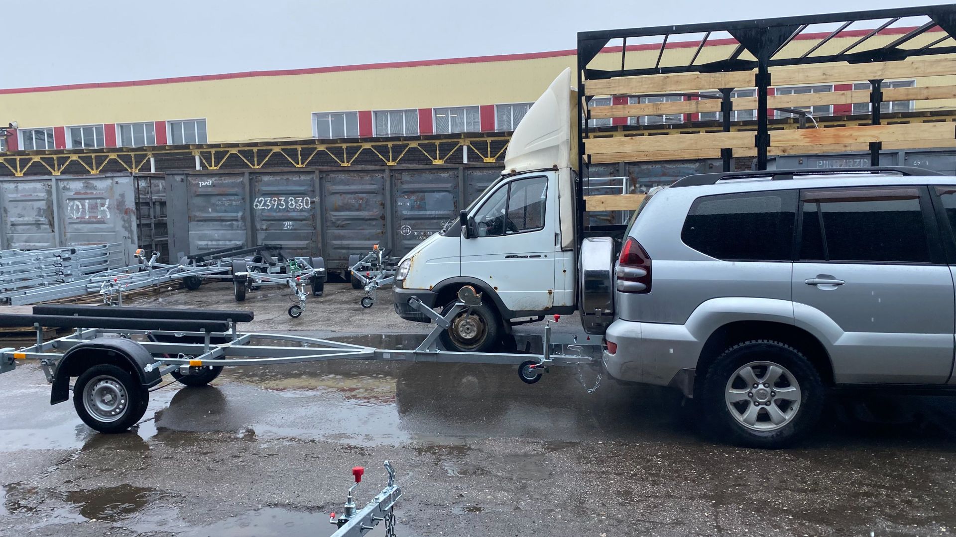 Отгрузка прицепа для лодки ПВХ до 4,3м Ёрш в сцепке с Прадо! Трейлер-Чеб