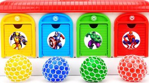 Мультики малышам. Залипалки. Радужные мячики-сжимайки и разноцветный гараж. Забавные игрушки.