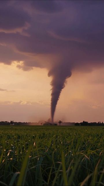 Ураган в закатном небе #природа #стихия #торнадо