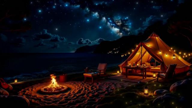 🌊🔥 Шум моря + звуки костра + релакс музыка 2 часа | Для глубокого сна и полного релакса 💤🏖️