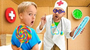 Приключения детей в картонной больнице