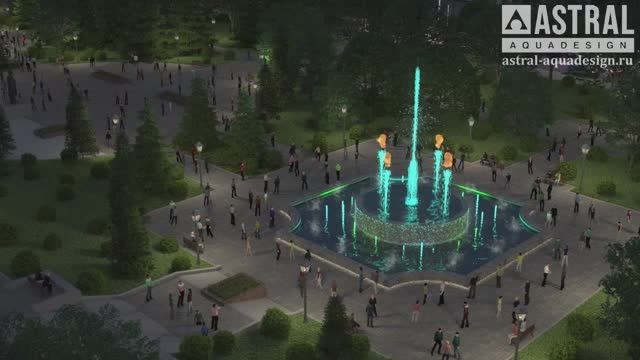 Комплекс музыкальных фонтанов с Огнем и Водным экраном 20х20 м, г. Армавир (Краснодарский край)