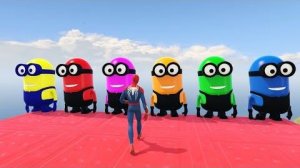 Эпическая битва в GTA 5 Красный Человек-паук против красных и зелёных миньонов | забавные моменты