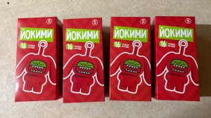 Распаковка сразу 4-ех коробочек красного цвета с Йокими из Пятёрочки.