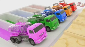 учим цвета для детей с помощью трактора с водяным баком - учим цвета с помощью препятствия для детей
