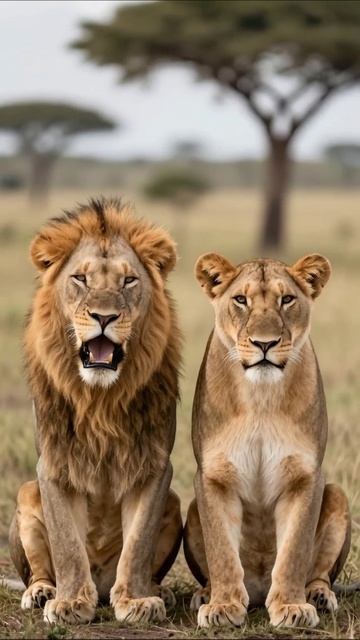 Гордость саванны: король и королева #львы #дикприрода #фотосъемка