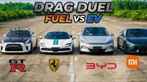 Drag Race： 100–2000 сил! Бензин vs Электро. Кто победит？