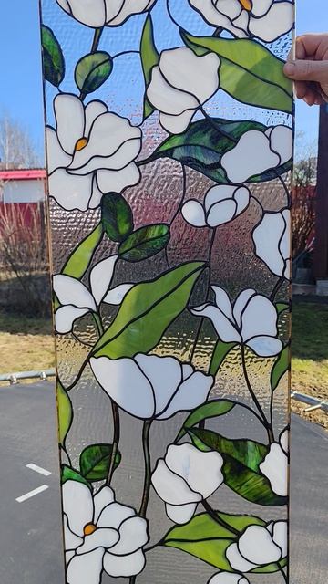 витраж с цветами