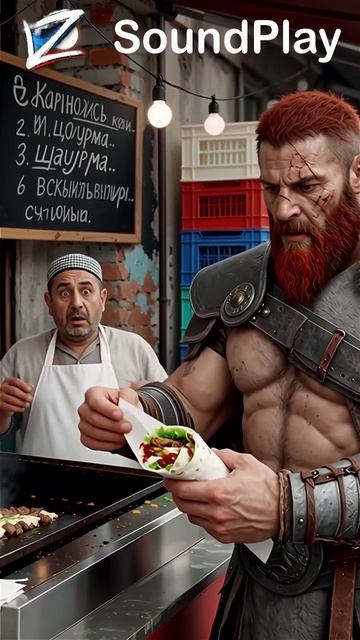 Мем на игру God of War - поход за шаурмой #GodOfWar #Kratos #Атрей #Шаурма #Мем #Gaming #Игры