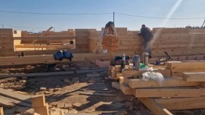 Разметка деталей сруба.