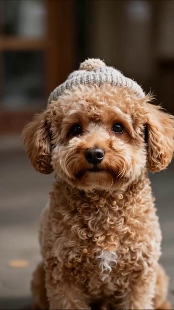 Милый песик в уютной шапке #собака #питомцы #милота