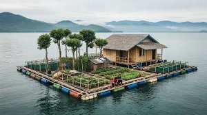 Молодая женщина в одиночку построила плавучий остров из бамбука. Бушкрафт