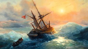 Крупные планы копии картины И.Айвазовского "Кораблекрушение"