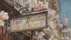 Умиротворяющее кафе на берегу реки в стиле 1950-х под цветущими магнолиями | Vintage Melodies