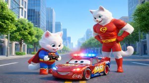 Котёнок и его друг нашли Молнию Маккуина, Томаса и пожарную машину. 🏎🚒👍