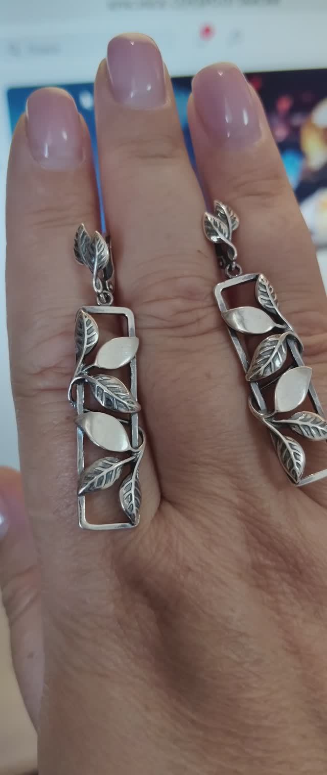 💎СЕРЕБРЯНЫЕ СЕРЬГИ С ФАКТУРНЫМИ ЛИСТОЧКАМИ💎