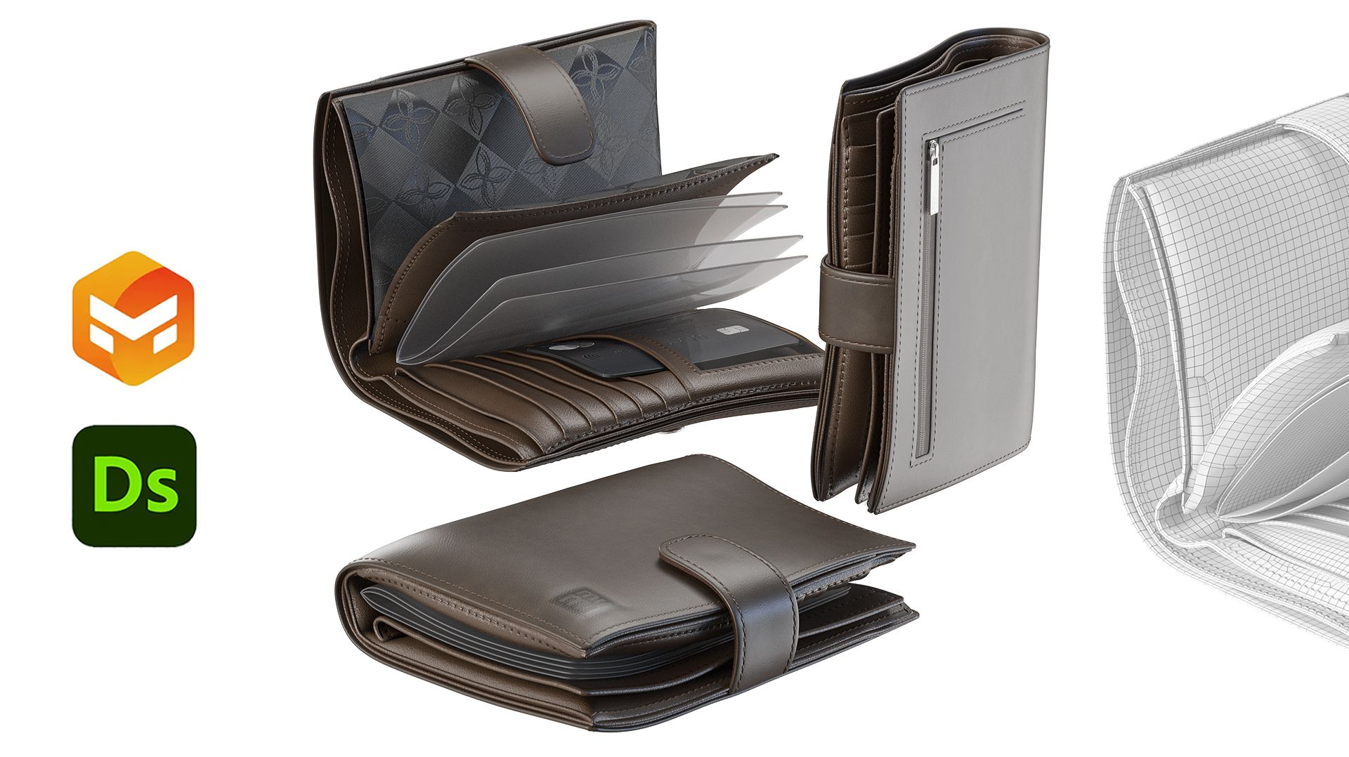 3d модель портмоне MUMI _ обзор материала с анизотропией