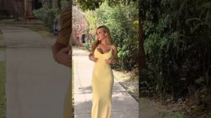 ☀️Marie Walks _ Modeling Yellow Sun Dress 🌻