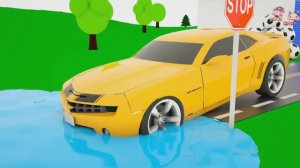 Учим цвета с помощью нефтяного танкера, застрявшего в луже - Учим цвета с помощью сборочных колес