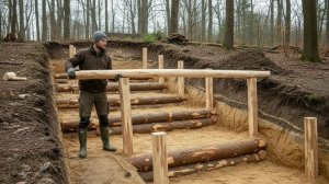 В одиночку построил дом в лесу без современных инструментов. Бушкрафт