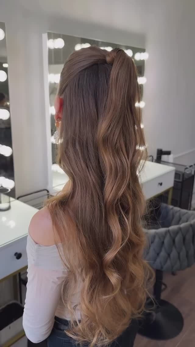 Высокий хвост на длинные волосы #прическа #укладка #волосы #хвост