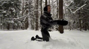 POLINA IN VINYL OUTFIT IN THE SNOWY FOREST.mp4