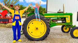 Алиса и дядя учатся собирать фрукты и овощи и кормить животных на ферме