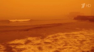 Песчаная буря, пришедшая из Сахары, накрыла турецкое побережье.