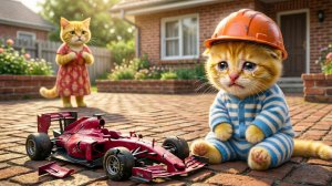 Мультики для детей. Котик и его гоночная машина. Видео про котиков. Мультик