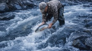 Рыбалка на выживание в быстром потоке / Как готовить на камнях
