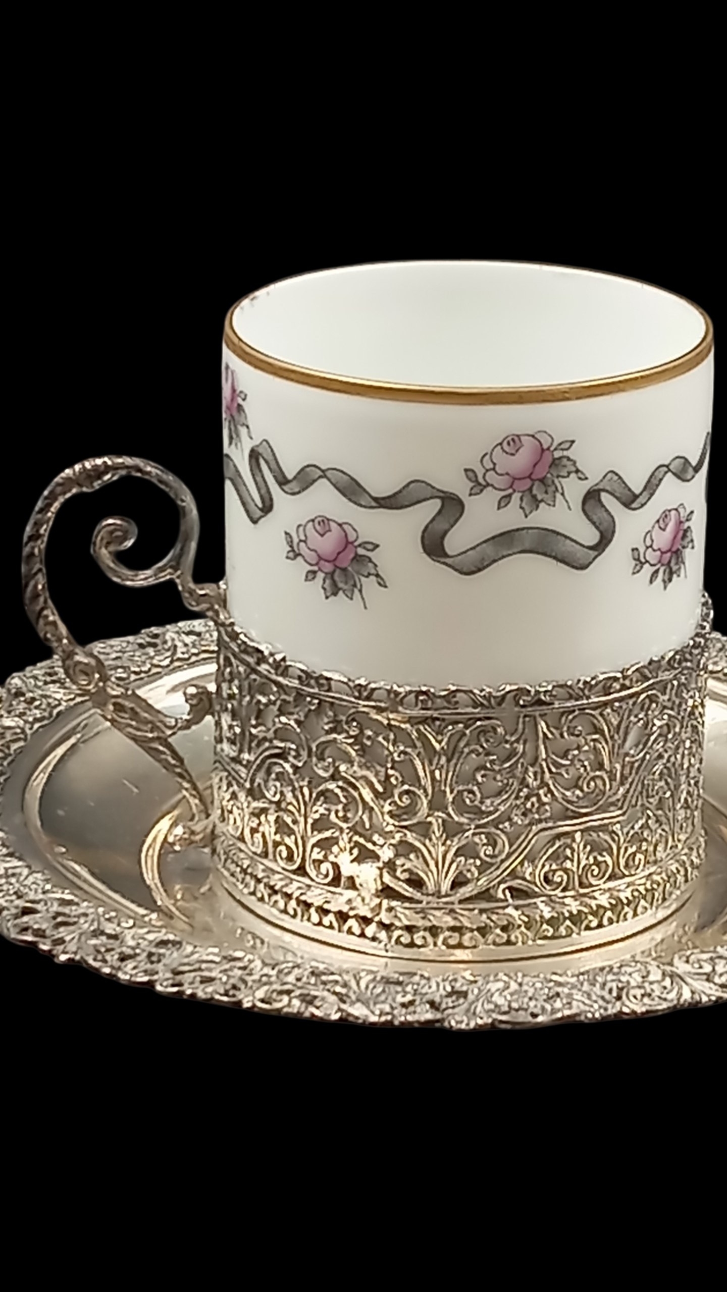 Кофейная пара Фарфор в серебре Италия нач. 20 в / 213261.