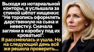 ИСТОРИИ ИЗ ЖИЗНИ/Выходя из нотариальной конторы, я услышала за спиной шёпот нищенки: "Не торопись оф