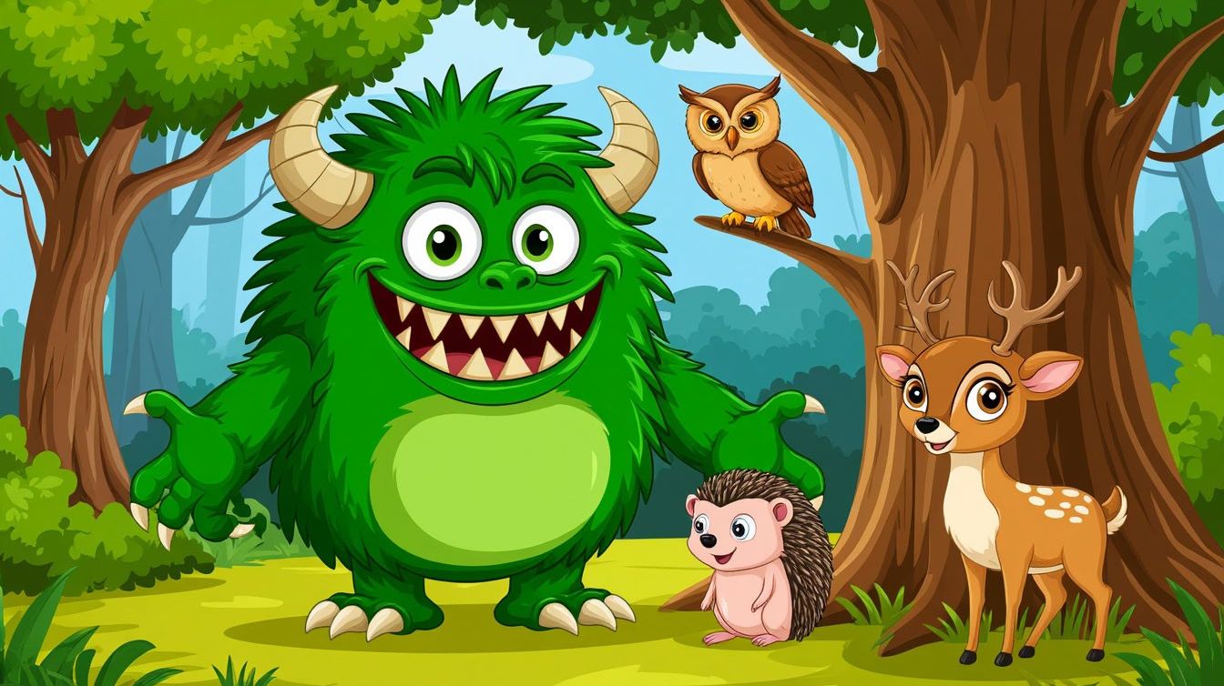 Лесное чудовище и волк-дразнилка. Сказка.