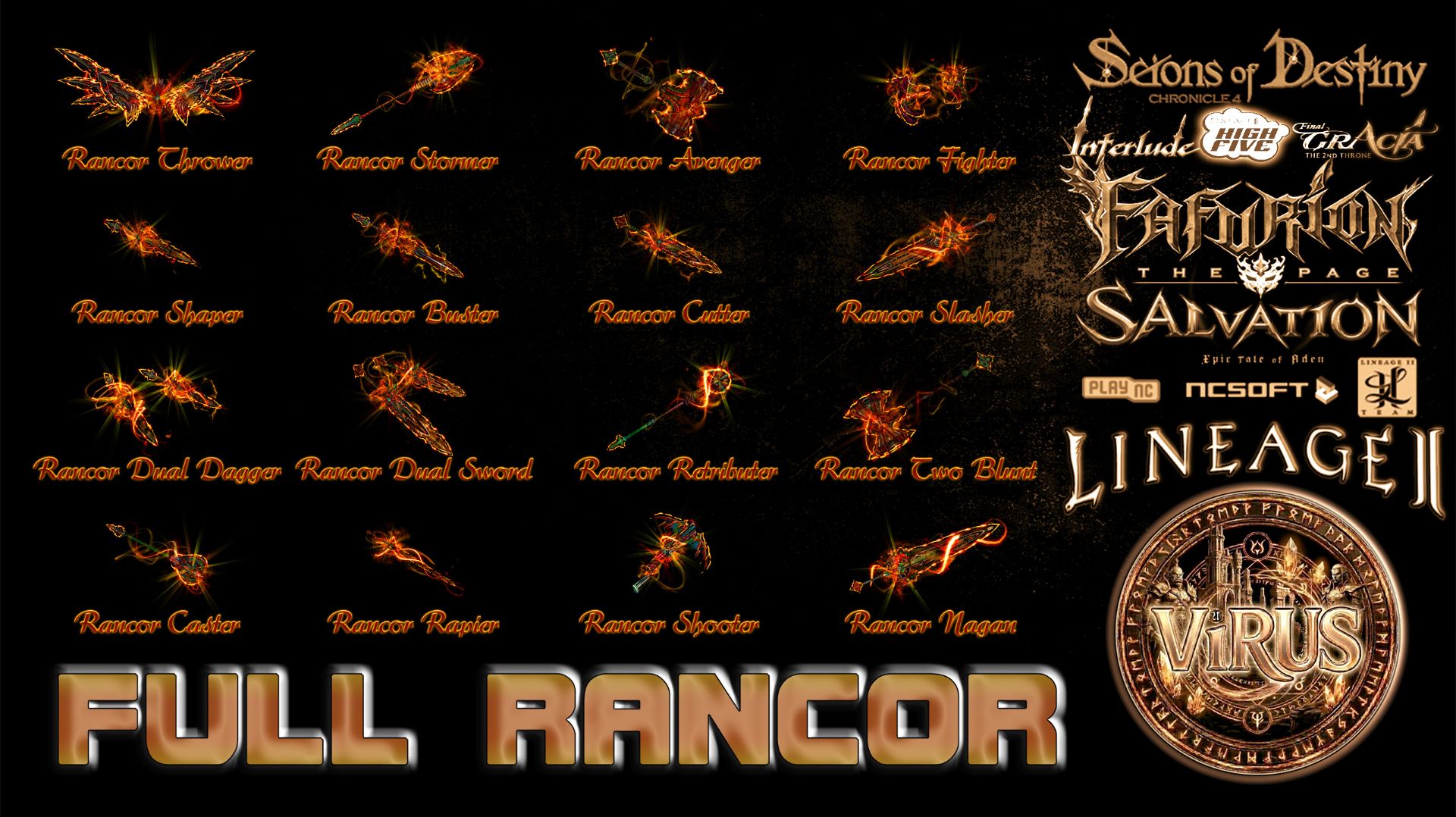 Full Set Of Rancor Weapons. LINEAGE II. Any Chronicles ◄√i®uS►