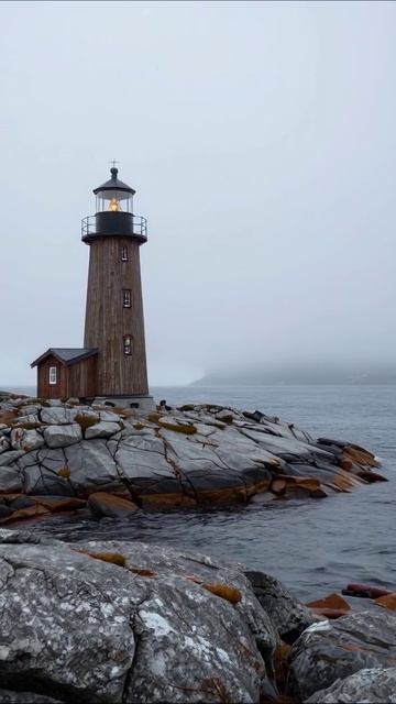 Маяк в тумане: история уединения #маяк #природа #туман