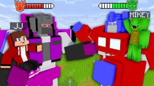 Джей Джей Трансформер против Майки Оптимуса Прайма Битва гигантских титанов. Майнкрафт Мультик