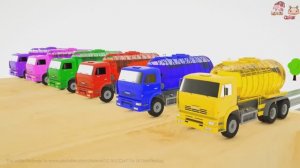 учим цвета сменных колес для полицейского монстр-трака и полицейской машины для замены шин для детей