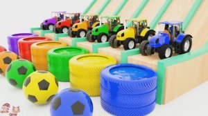 цвета для детей раскрашивание животных в резервуаре с водой - учим цвета с помощью мячей в грузовике