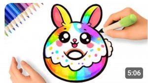 КАК НАРИСОВАТЬ ПРОСТОЙ МИЛЫЙ ПОНЧИК К ПАСХЕ 🐰🍩
