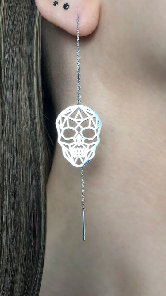 Длинные серьги‑цепочки "Черепа абстракции" от StarfallShop