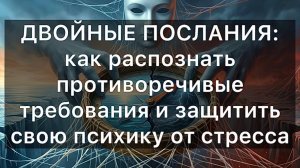 ДВОЙНЫЕ ПОСЛАНИЯ: как распознать противоречивые требования и защитить свою психику от стресса