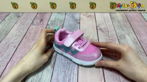 349920 Кроссовки Pasito на липучке и шнурках с блестящим напылением и декоративной вставкой розовые